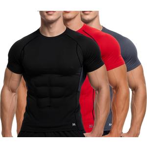 MagnaMan Men's Compression Shirts 3 - Pack: Moisture - Wicking Athletic Baselayer Tops (XXL)