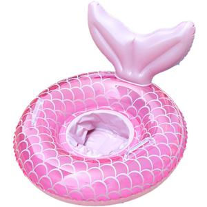 Baby Mermaid Pool Float with Seat and Handle for Baby Toddler, Pool Tube Ring Toys Summer Kiddy Beach Inflatable Swim Float for Girl Toddler Outdoor