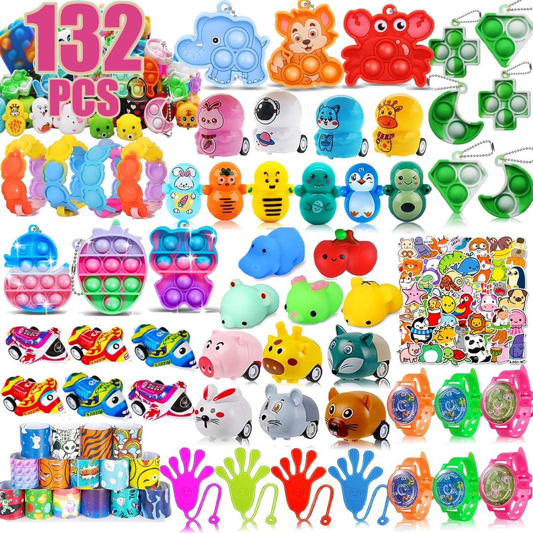 132 PCS Party Favors for Kids 8-12, Pinata Stuffers, Prizes Treasure Box Toys for Classroom, Goodie Bag Stuffers,Treasure Chest, Prize Box Toys, Pinata Filler