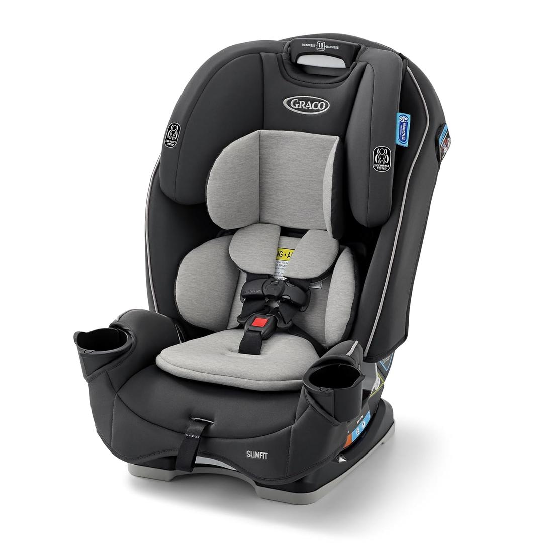 Graco Slimfit 3-in-1 Convertible Car Seat, Slim Car Seat with Space-Saving Design, Highback Booster Seat with 10-Position Headrest, Rear Facing and Forward Facing Carseat, Darcie, Manufacturing Date: 2025/07/21