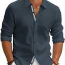 PJ PAUL JONES Mens Dress Shirts Wrinkle Free Stretch Button Down Shirt Casual Long Sleeve Business Shirts, Size Medium 
