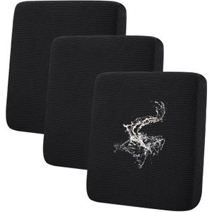 hyha Waterproof Couch Cushion Covers for Pets, Non Slip Sofa Seat Cover for Dogs Washable, Soft Thick Stretch Jacquard Fabric, Sofa Slipcovers with Elastic Bottom (3 Pieces, Black)