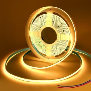 12V 3M/9.84ft COB LED Strip with Extension Cord Tail,2700K Warm White,400LEDs/M,CRI 90+,5mm Width,Uniform Dotless LED Tape Light for Cabinet Camper Van Car Home Decor DIY Projects [Strip Only]