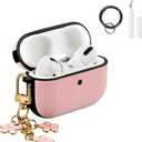 for AirPods Pro 2 Case - Glitter PU Leather Cover, Shockproof Protective Shell with Precise Fit & Wireless Charging Compatible (Starry Pink)