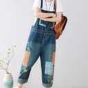 Yeokou Women's Loose Baggy Denim Wide Leg Drop Crotch Jumpsuit Rompers Overalls (Style 21 Blue)