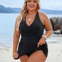 Blooming Jelly Women Plus Size Swimsuit One Piece Swim Dress Tummy Control Bathing Suits Criss Cross Modest Swimwear XL