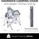 Camphor Designs Portable Swing Hammock Chair | Foldable Recliner Rocking Lounger with Headrest & Drink Holder | Outdoor Sports, Beach, Lawn, Hunting, Tailgating, Fishing | Supports 300Lbs (Grey), Oversized