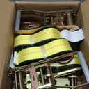 Car Tie Down with Snap Hooks- 4 Pack 2"x96" with 3,300lb Safe Working Load - Adjustable Straps with Snap Hooks Tire Straps for a Car Trailer (Yellow)