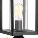Beionxii Outdoor Post Lights, Dusk to Dawn Large Lamp Post Light Fixture Pier Mount Lantern with Square Base, Black Cast Aluminum w/Clear Cylinder Glass (20" x 7") - A291P-1PK/BS