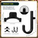 4-Pack Storage Shed Hook Heavy Duty Garden Tool Hangers, J U Shape Storage Hooks for Shovels Rakes Brooms, Garage Shed Organization Accessories, Black Tool Holders