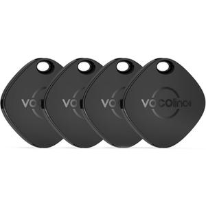 [Apple MFi Certified] VOCOlinc Air Tracker Tags 4 Pack Black, Smart Key Finder Work with Apple Find My APP (iOS Only,Not for Android), Item Locator for Luggage Suitcases/Bag/Wallet,Replaceable Battery