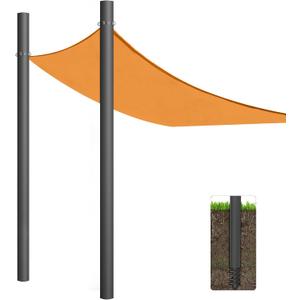 Shade Sail Poles, Heavy Duty Sun Shade Poles, Screw in Poles for Sun Shades Outdoor, 12 Ft Sun Shade Sail Poles with D-Clamps, 2.28" Sun Shade Pole Kit for Ground Soil Backyard, 2 Packs Black, 12FT Double Pack