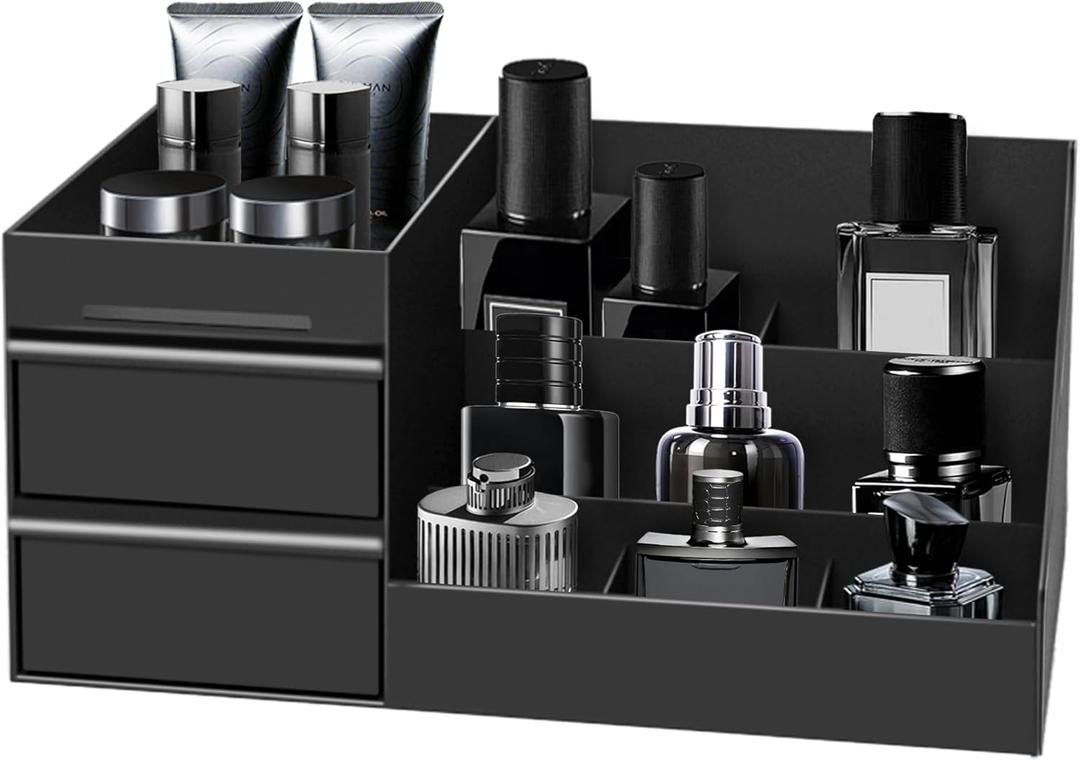 Turesmith Cologne Organizer for Men, Black Cologne Stand, Organizador de Perfumes Gifts for Valentine's Day, Layer Mens Cologne Organizer for Bathroom, Mens Dresser Top Organizer for Bedroom