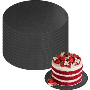 12 PCS 12 Inch Cake Drums, 1/2 Inch Thick Round Cake Boards, Black, Professional Quality Cardboards, for Weddings, Birthdays