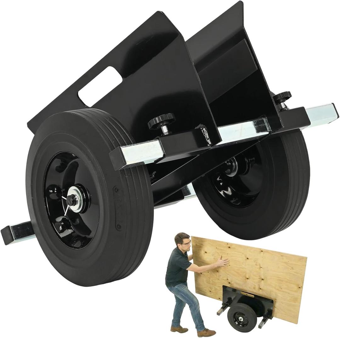 Heavy Duty Panel Dolly Black 1100LBS Capacity Door Cart with 10" Solid Wheels, Adjustable Drywall Mover Panel Drywall Cart Material Handling All Terrain Slab Dolly