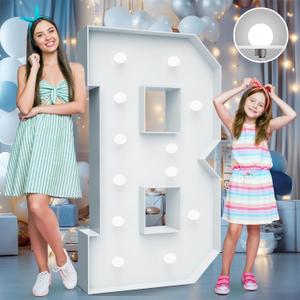 4FT Marquee Light Up Letters - Cool White Light Up Letters B with Fixed Water Bag, Party Decoration Large Marquee Light Up Letters can Be Used for Wedding Decoration, Birthday Party Decoration