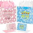 JWSCYSY 8 PCS 12.6" Large Mother's Day Gift Bags with Tissue Papers and Greeting Cards (Pink Silver, Blue Gold)