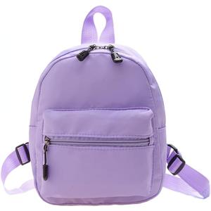 Casual Nylon Women Mini Backpack Fashion Solid Color Preppy Style Female Small Travel Knapsack Rucksacks (Style A Purple)