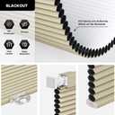LazBlinds Cordless Cellular Shades, No Tools No Drill Blackout Honeycomb Shades Pleated Blinds for Windows, 34'' W x 48'' H, Soft Cream