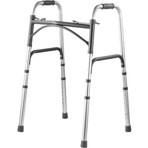 2025 Upgraded VEVOR Folding Walker, 2-Button Quick Fold, 8-Level Height Adjustable with Ergonomic Handles, Lightweight Aluminum Mobility Aid for Elderly & Disabled, Supports 350 lbs