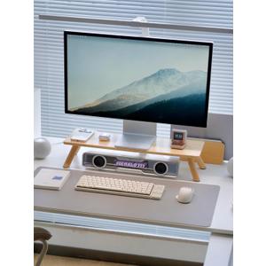 Bamboo Monitor Stand Riser with Cable Routing Slot, Ergonomic Computer Shelf for Desk, Natural Wood Desktop Organizer for Monitor Laptop Printer, Home Office Accessory