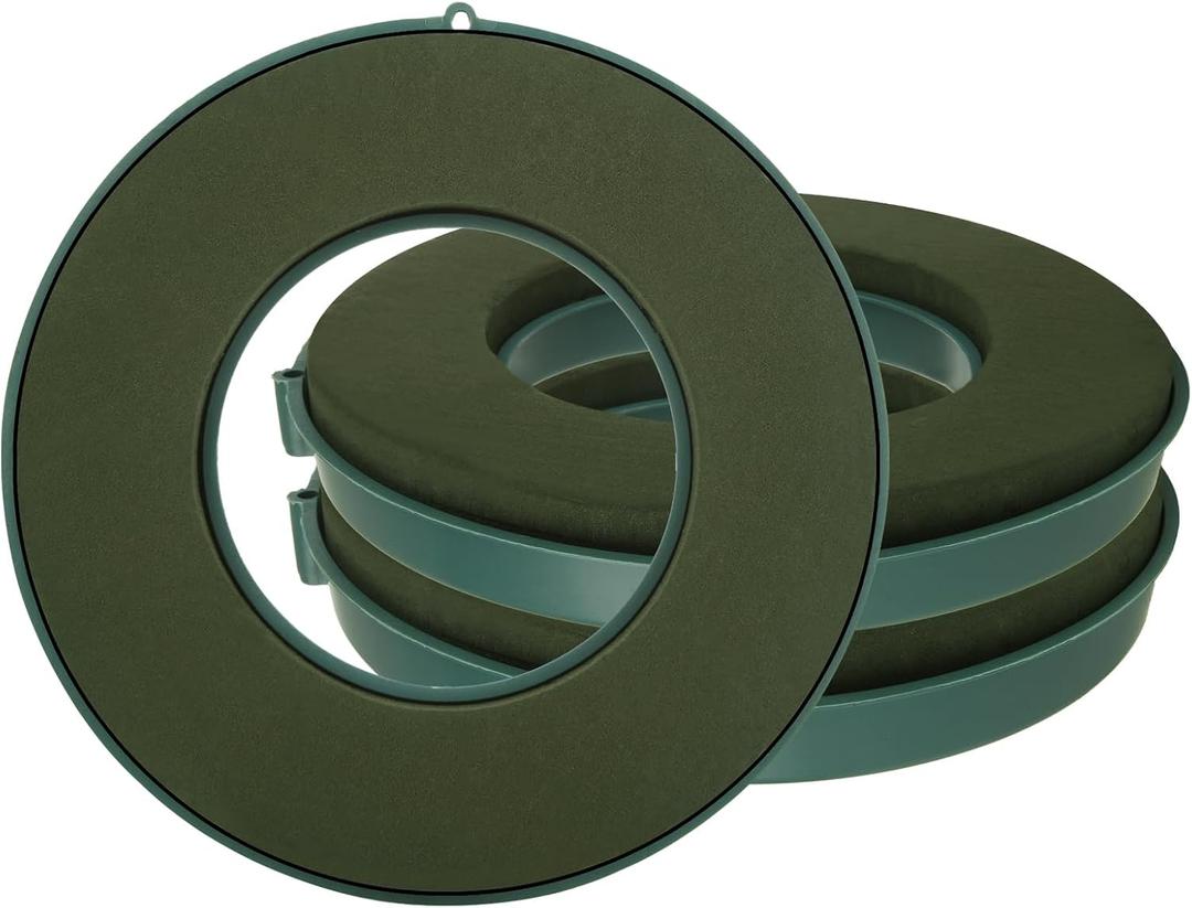 LOYORTY 3PCS 10Inch Floral Foam Ring, Green Floral Foam Blocks, Floral Foam for Flower Arrangements, Wet Flower Foam Ring for Flower Arrangements for Wedding, Birthdays, Home