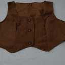 MakeMeChic Women's Corset Suit Vest Corduroy Sleeveless Scoop Neck Crop Vest Blazer Jacket (Large, Coffee Brown)