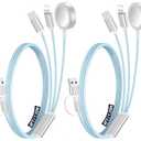 2 Pack Multi Charging Cable Cord for Travel Essentials,Apple Watch Charger,iPhone Charger,[3-in-2] Type C/L Cable Portable Designed for iWatch,iPhone 17-8,Galaxy S25-21,AirPods,iPad-4FT Blue
