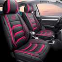 5-Seater Full Set Universal Type Suitable for Most Cars, SUV TrucksPickup Ttrucks Airbags Compatible with Synthetic Leather Car Seat Cushion (Black-Rose)