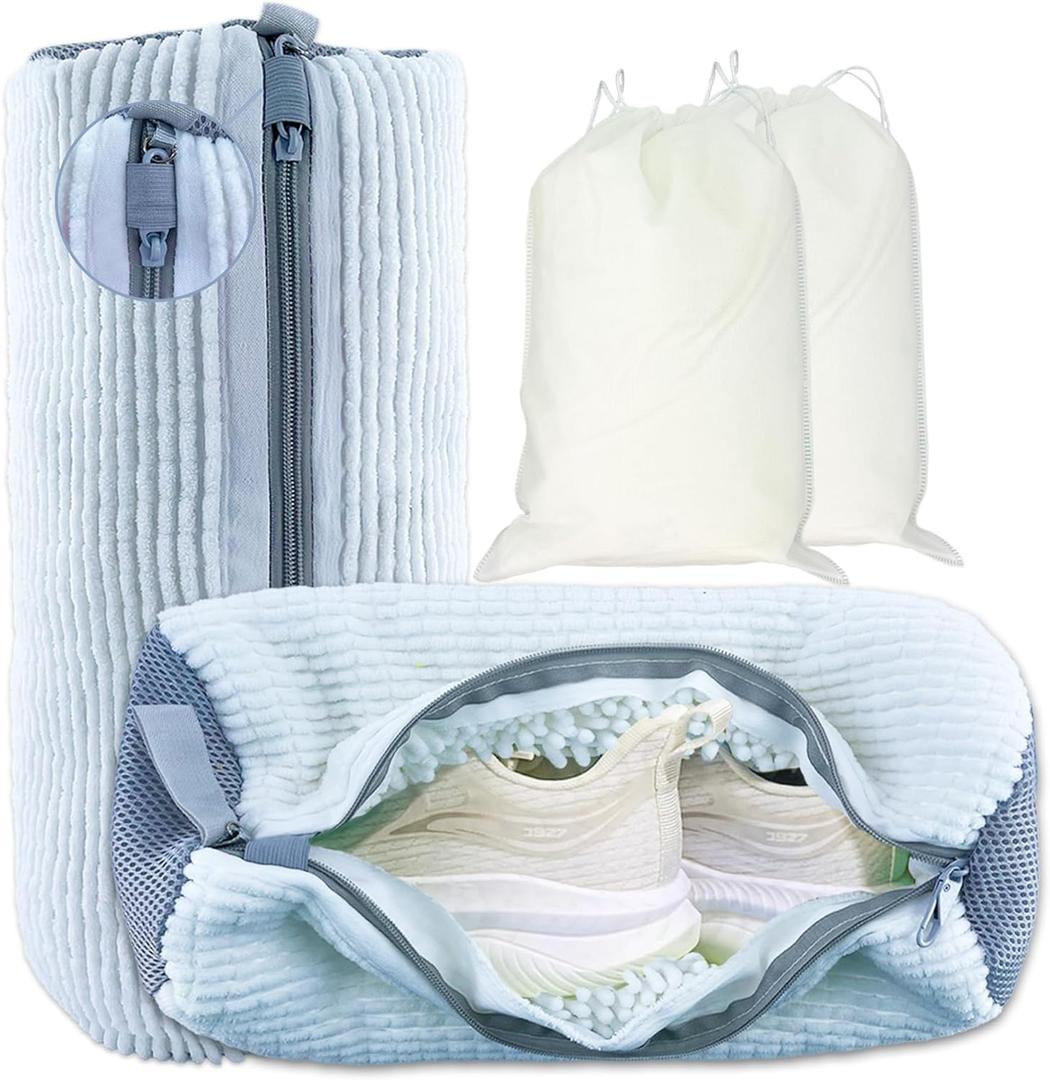 Shoe Washing Machine Bag, 2 Pack Shoe Laundry Bags for Washer and Dryer, Reusable Sneaker Wash Bag with Self-Locking Zipper, 360 Deep Cleaning, Protects Shoes and Washer(White)