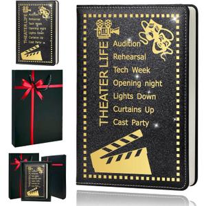 Theater Gifts,A5 Hardcover Leather Journal for Women - 200 Pages Premium Paper Notebook,Theater Journal with 180 Lay Flat Design for Daily Diary (Theater Black)
