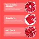 Giggling Getup Grey Women Adults Christmas Pajamas With Hood, Loose Nordic Print Pattern Holiday Jumpsuit (Only 1 PC)-L (Red, L)