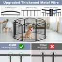 Full Metal Free Standing Dog Gate with Door for Indoor Outdoor,192'' Extra Wide 32'' Tall Dog Gates for Doorways,Large Openings,Decks,Freestanding Portable Pet Fence(8 Panels,Black)