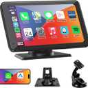 7 Inch Wireless Car Screen with Apple CarPlay & Android Auto, Portable Car Stereo HD Car Play Touch Screen for Car, Live GPS Navigation Driveplay Car Audio Receivers with Voice Control, BT, FM, AUX