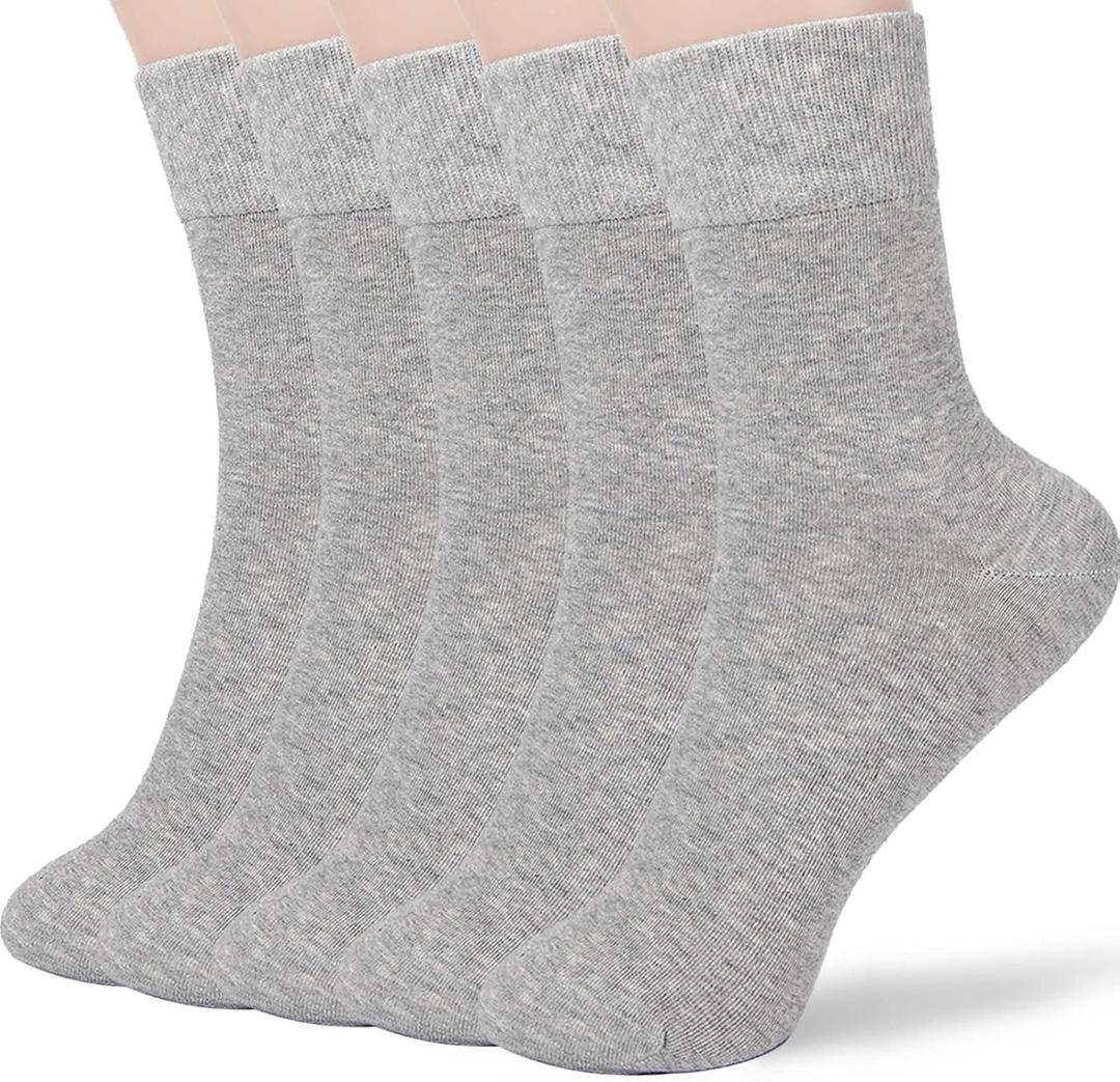 FGZ Women Thin Cotton Socks Soft Cozy Socks Cute Ankle Crew Socks 5 Pairs (9-11, 22-light Grey (5 Pairs)