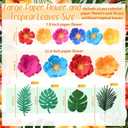 Affrolling 44 Pcs Tropical Hawaiian Party Decorations Paper Flowers 20ft, 10 feet