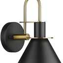 Modern 1 Light Bathroom Vanity Light Fixture, HWH Industrial Wall Sconce Lamp for Indoor Outdoor, Black Gold Finish Wall Light for Bedroom, Kitchen Sink, Above Mirror, 5HZG56B BK+BG
