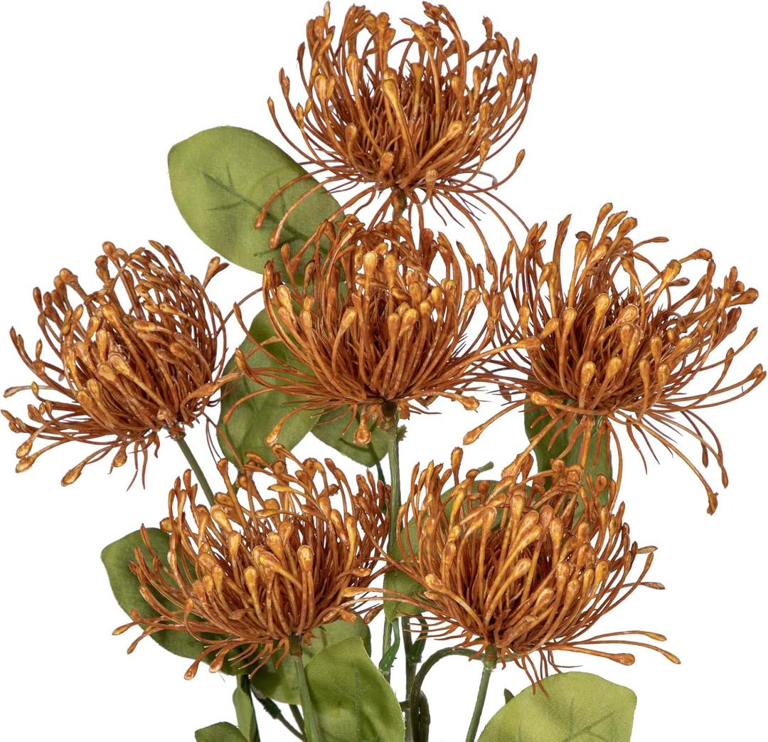 Hollyone 33" Yellow Artificial Mums for Outdoors Fall Flowers Fake Fall Mums Faux Chrysanthemum Flowers 2Pcs Spider Mum Flower Arrangement Autumn Flower with 3 Heads Long Stem for Centerpiece Bouquet