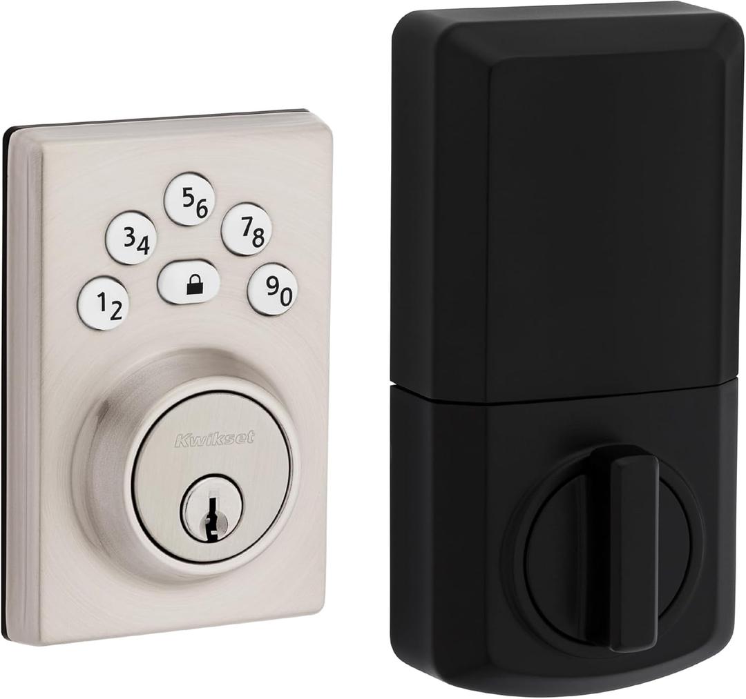 Kwikset Powerbolt 240 5-Button Keypad Satin Nickel Contemporary Electronic Deadbolt Door Lock, Featuring Convenient Keyless Entry, Customizable User Codes and Auto-Locking