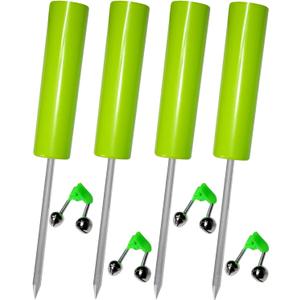 Fishing Rod Holder, 4 Pack Fishing Pole Holders Ground, Rod Holders for Bank Fishing, Beach Support Stand Reinforced PVC, 4 Free Alarm Bells