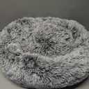 Bedfolks Calming Donut Dog Bed, 36 Inches Round Fluffy for Large Dogs, Anti-Anxiety Plush, Machine Washable (Dark Grey, Large)