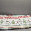 Reversible Xmas Quilts Full/ Queen Size Christmas Bedding Bedspread Lodge Cabin Moose Coverlet Lightweight Rustic Reindeer Elk Snowflake Bed Set Red Blue Green Stripe Quilt Set