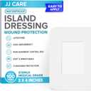 JJ CARE Waterproof Adhesive Island Dressing [Pack of 100], 3" x 4" Sterile Bordered Gauze, Breathable Island Wound Dressing, Individually Wrapped Adhesive Gauze Bandages with Non-Stick Central Pad