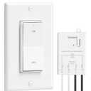 Wireless Light Switch and Receiver Kit, Decorator Rocker Wall Switch, 200FT Long Range RF Remote Control, No in-Wall Wiring Required, Programmable & Expandable for Ceiling Light, Fans, Lamps