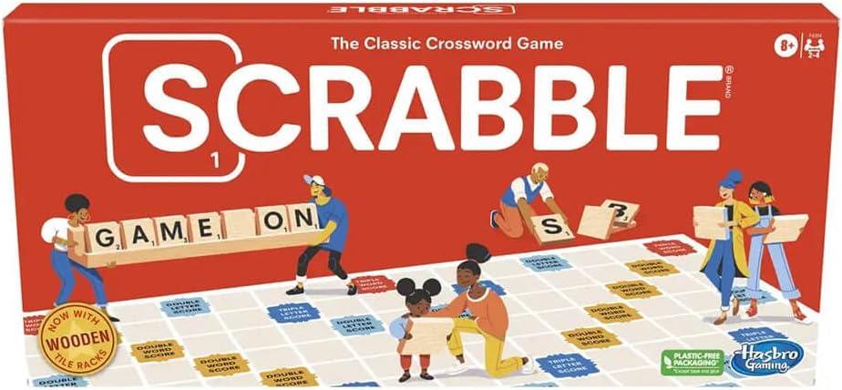 Hasbro Gaming Scrabble Board Game, Classic Word Games for Kids Ages 8 and Up, Fun Family Game for 2-4 Players, The Classic Crossword Game