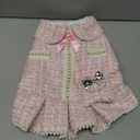 Dog Princess Dresses for Small Dogs Lolita Clothes Tweed Costume White Pet Girl Cute Coat Outfits Fall Costumes (M,Pink)