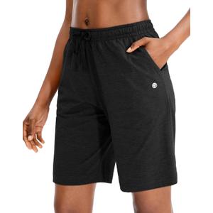 G Gradual Women's 7" / 9" Shorts with Deep Pockets Elastic Waist Bermuda Jersey Long Shorts for Woman Lounge Walking S