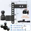 Adjustable Trailer Hitch - Fits 2 Inch Receiver, Tri-Ball (1-7/8" X 2" X 2-5/16") 7-Inch Rise/Drop Hitch, 12,500 lbs GTW Heavy Duty,Truck Tow Hitch with Anti-Theft Locking Hitch Pin