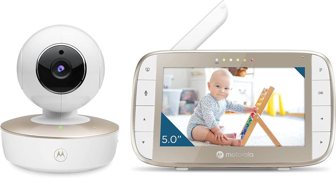 Motorola Nursery VM50G Video Baby Monitor Camera, 1000ft Range, 2.4 GHz, 5" Screen, 2-Way Audio, Pan/Tilt/Zoom, Temp Sensor, Lullabies, Night Vision