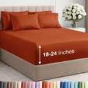 Extra Deep Queen Sheet Set - 6 Piece Breathable and Cooling Sheets - Hotel Luxury Bedding for Women, Men, Kids & Teens - Easy Secure Fit - Soft, Wrinkle Free & Comfy - Extra Deep Pockets - Terracotta